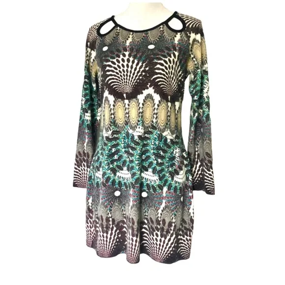 Anthropologie Dresses Aryeh Cream Brown Green Yellow Print